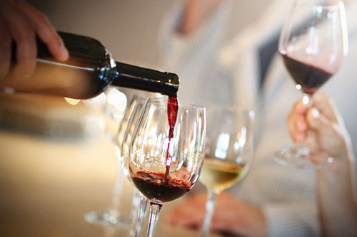 Folded-Hills—Philanthropy folded hills wine being poured into a glass